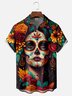 Moisture-wicking Day of the Dead La Catrina Chest Pocket Hawaiian Shirt