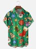 Moisture-wicking Christmas Art Print Chest Pocket Hawaiian Shirt