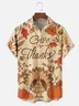 Moisture-wicking Happy Thanksgiving Turkey Chest Pocket Hawaiian Shirt