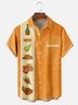 Moisture-wicking Thanksgiving Fun Illustration Chest Pocket Bowling Shirt