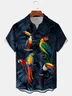 Moisture-wicking Bird Art Painting Chest Pocket Hawaiian Shirt
