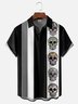 Moisture-wicking Day of the Dead Skull Illustration Chest Pocket Bowling Shirt