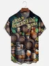 Moisture-wicking Oktoberfest Beer Barrel Art Chest Pocket Hawaiian Shirt