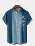 Tall Size Moisture-wicking Gradient Coconut Tree Chest Pocket Short Sleeve Shirt