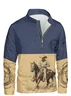 Colorblock Wild West Cowboy Half-zip Pullover Sweatshirt