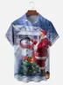 Moisture-wicking Christmas Snowman and Santa Chest Pocket Hawaiian Shirt