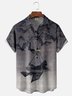 VacatiMoisture-wicking Halloween Abstract Gradient Bats Black Cat Chest Pocket Hawaiian Shirt