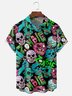 Moisture-wicking Halloween Skull Chest Pocket Casual Shirt