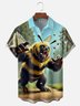 Moisture Wicking Bee Bear Chest Pocket Hawaiian Shirt