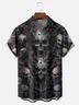 Moisture-wicking Abstract Gradient Halloween Skull Chest Pocket Hawaiian Shirt