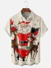 Tall Size Moisture-wicking Christmas Santa Chest Pocket Holiday Shirt