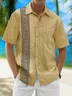 Moisture Wicking Geometric Stripe Chest Pocket Bowling Shirt