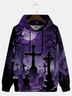 Halloween Purple Graveyard Painting Hoodie Sweatshirt