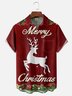 Moisture Wicking Christmas Elk Chest Pocket Hawaiian Shirt