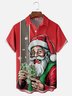Moisture Wicking Christmas Santa Chest Pocket Hawaiian Shirt