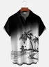 Tall Size Moisture Wicking Abstract Gradient Color Coconut Tree Chest Pocket Hawaiian Shirt