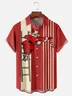 Moisture Wicking Christmas Santa Chest Pocket Bowling Shirt