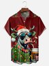 Moisture Wicking Christmas Cow Chest Pocket Hawaiian Shirt