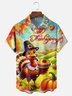 Moisture Wicking Thanksgiving Turkey Chest Pocket Hawaiian Shirt