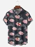 Tall Size Moisture Wicking Fun Flying Pig Chest Pocket Hawaiian Shirt