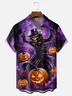 Moisture Wicking Halloween Skull Pumpkin Chest Pocket Hawaiian Shirt