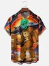 Moisture Wicking Space Alien Bigfoot Chest Pocket Hawaiian Shirt
