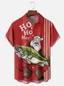 Moisture Wicking Christmas Santa Chest Pocket Bowling Shirt