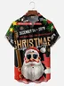 Moisture Wicking Christmas Santa Chest Pocket Hawaiian Shirt