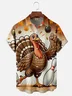 Moisture Wicking Thanksgiving Bowling Turkey Chest Pocket Hawaiian Shirt