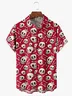 Tall Size Moisture Wicking Halloween Skull CrossChest Pocket Hawaiian Shirt