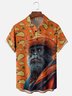 Moisture-wicking Food Print Orangutan Chest Pocket Hawaiian Shirt
