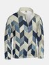 Artistic Abstract Denim Texture Half-zip Pullover Sweatshirt