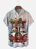 Moisture-wicking Santa Claus Dog Chest Pocket Casual Shirt