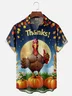 Moisture Wicking Thanksgiving Turkey Chest Pocket Hawaiian Shirt