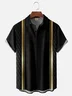 Ombre Black Gold Geometric Chest Pocket Short Sleeve Bowling Shirt