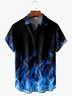 Tall Size Moisture-wicking Halloween Fire Print Chest Pocket Hawaiian Shirt