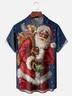 Moisture Wicking Christmas Santa Chest Pocket Hawaiian Shirt