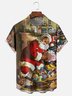 Moisture-wicking Vintage Christmas Santa Claus Chest Pocket Casual Shirt