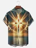 Moisture-wicking Glowing Cross on the Sea Faith Chest Pocket Casual Shirt