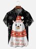 Moisture-wicking Christmas Polar Bear Snowman Chest Pocket Casual Shirt