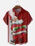 Moisture-wicking Merry Christmas Santa Chest Pocket Bowling Shirt