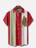 Moisture-wicking Christmas Tree Bear Chest Pocket Bowling Shirt