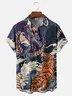 Moisture-wicking Ukiyo-e Dragon Tiger Chest Pocket Casual Shirt