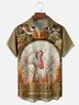 Moisture-wicking Thanksgiving Turkey Illustration Chest Pocket Hawaiian Shirt