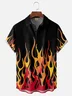 Flame Pattern Chest Pocket Short Sleeve Shirt