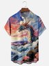 Moisture-wicking Ukiyo-e Dragon Chest Pocket Casual Shirt
