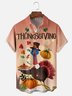 Moisture-wicking Thanksgiving Turkey Pumpkin Chest Pocket Casual Shirt