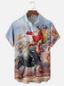 Moisture-wicking Santa Claus Riding a Sheep Delivering Gifts Chest Pocket Casual Shirt