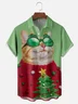 Moisture-wicking Christmas Cat Ugly Sweater Chest Pocket Casual Shirt