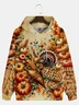 Thanksgiving Art Turkey and Pumpkin Harvest Hoodie Sweatshirt